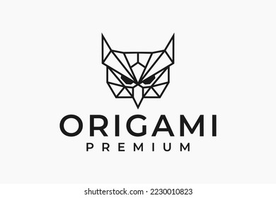 Owl head origami logo premium svg