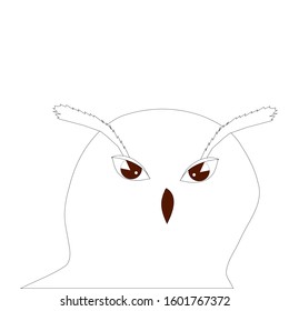 Owl head outline sketch bird art design monochrome art design element for web, for print, for coloring page