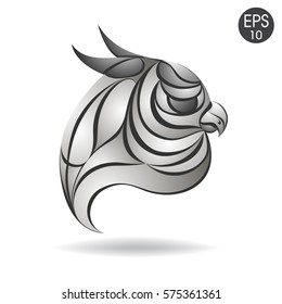Owl head profile logo. Stock vector