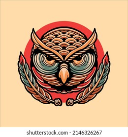 owl head tattoo vector design