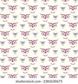 Owl head trendy design repeating seamless pattern vector illustration background