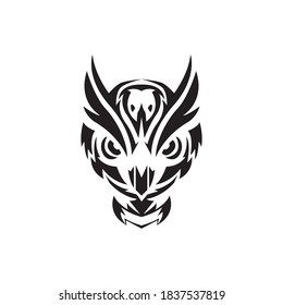 Owl head Tribal Tattoo, Logo Design Vector