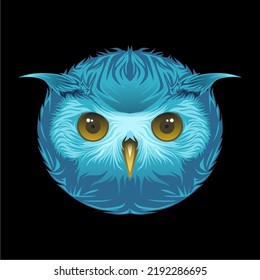 owl head vector blue brown eyes