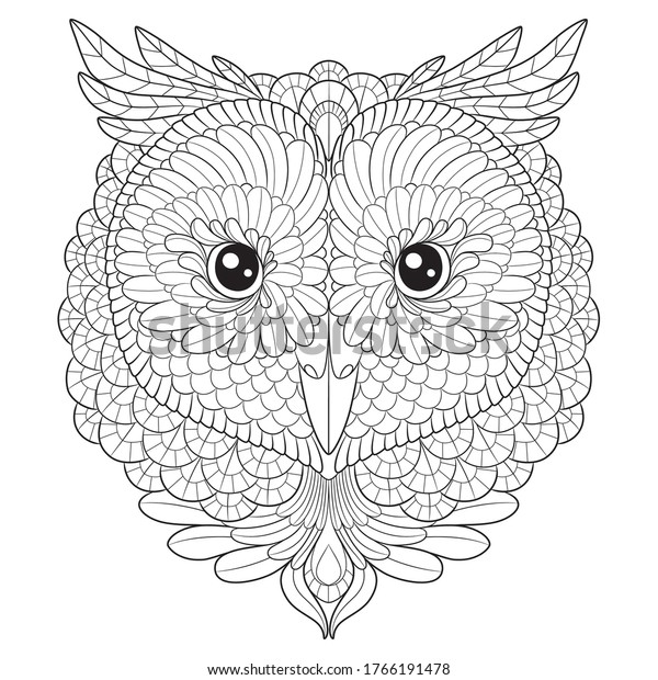 Owl Head Vector Graphic Adult Coloring Stock Vector (royalty Free 