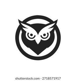 Icono de Vector de cabeza de búho. Diseño del logotipo del pájaro de la noche. Sabio símbolo del pájaro conveniente para el logotipo, el emblema, la mascota, la educación, la marca y los proyectos del Diseño gráfico