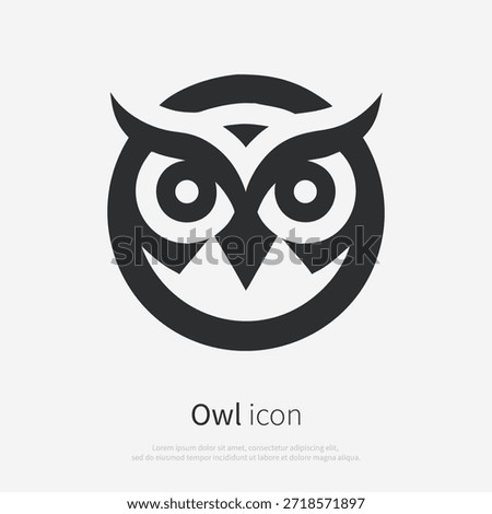 Owl head vector icon. Night bird logo design. Abstract animal face illustration for emblem, tattoo, or brand identity