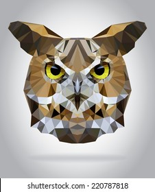 Owl head vector isolated, geometric modern illustration