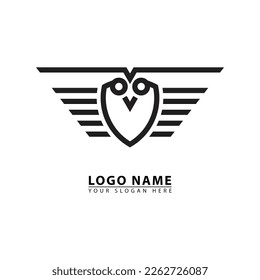 owl head vector line shape logo icon. Abstract graphic flat illustration style. great for owls, business nature, etc.