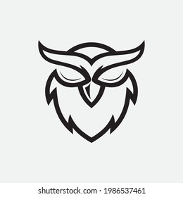 Owl head vector logo  template