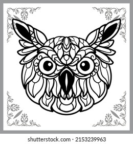 Owl head zentangle arts isolated on white background