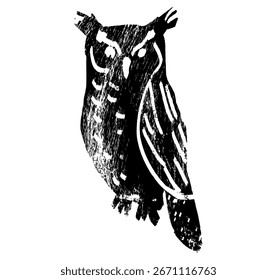 Owl heads black and white vector silhouette illustration