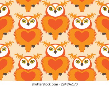 Owl heart keeper Seamless Pattern. 