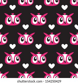 Owl Heart Seamless background