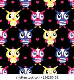 Owl Heart Seamless background