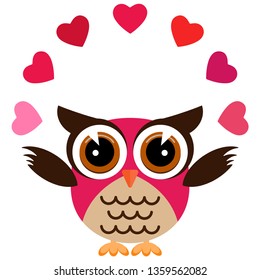 Owl with hearts