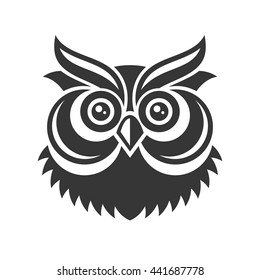 Owl. Hipster Simple Style Logo on White Background. Vector Illustration