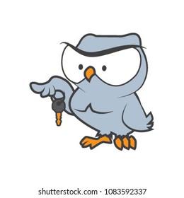 Owl hold a key. key service logo mascot.