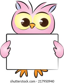 owl holding a blank card