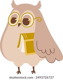 Ilustración vectorial del libro de tenencia del búho