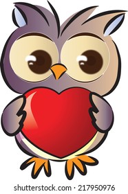 owl holding a heart shape