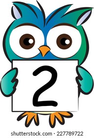 owl holding number card