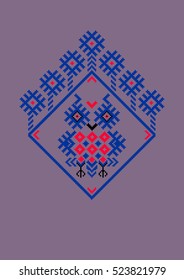 Owl in the hollow of the elements of the Belarusian Slavic and ornament