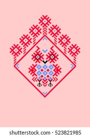 Owl in the hollow of the elements of the Belarusian Slavic and ornament
