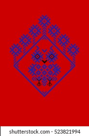 Owl in the hollow of the elements of the Belarusian Slavic and ornament