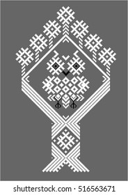 Owl in the hollow of the elements of the Belorussian or Slavic ornament