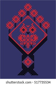 Owl in the hollow of the elements of the Belorussian or Slavic ornament