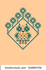 Owl in the hollow of the elements of the Belorussian and Slavic and ornament