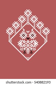 Owl in the hollow of the elements of the Belorussian,Russian and Slavic  ornament. Traditional national cross-stitch. 