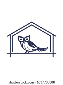 owl and house logo template