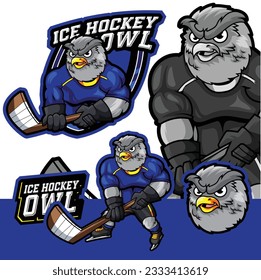 Owl Ice Hockey Mascot Logo Cartoon für Sport Team und Business