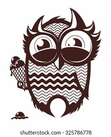 owl with icecream