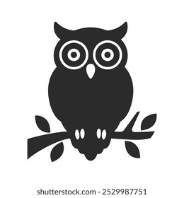 Icono de búho. Ilustración de diseño de Vector de silueta de pájaro búho.