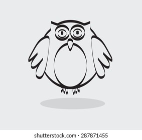 Owl icon in black line, vector