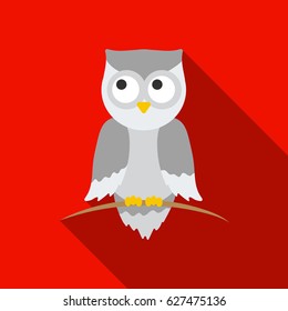 Owl icon flat. Singe animal icon from the big animals flat.