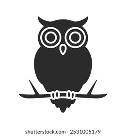 Owl icon flat vector design. Owl bird silhouette illustration art.