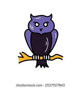 Icono de búho islote fondo blanco Vector ilustración de stock