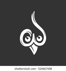 Owl icon isolated on black background. Owl vector logo. Flat design style. Modern vector pictogram for web graphics - stock vector