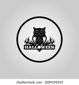 owl icon or logo. The main symbol of the Happy Halloween holiday. owl for your design for the holiday Halloween. Vector illustration.