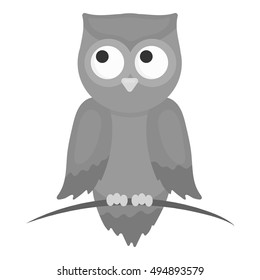Owl icon monochrome. Singe animal icon from the big animals monochrome.