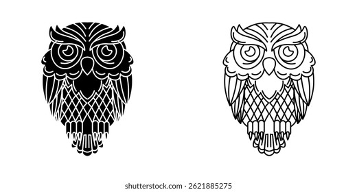 Eulensymbol auf weißem Hintergrund