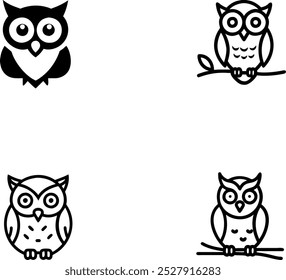 owl icon set vector art illustration image