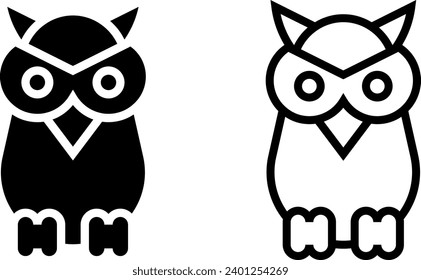 owl icon, sign, or symbol in glyph and line style isolated on transparent background. Vector illustration	
