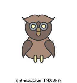 Owl icon. Simple outline colored vector of amusement icons for ui and ux, website or mobile application