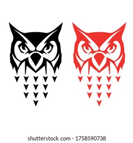 The owl icon. Sketch of an owl for a tattoo. Vector