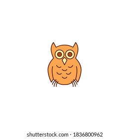 Owl icon. Thanksgiving icon. Simple, flat, outline, color.