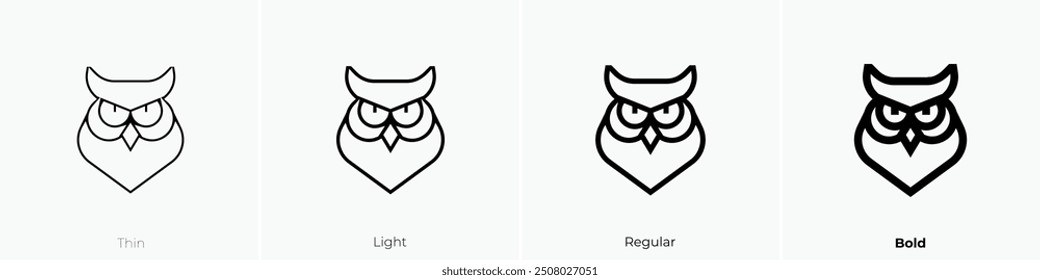 owl icon. Thin, Light Regular And Bold style design isolated on white background